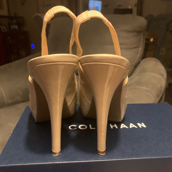 Guess Beige Peep-Toe Sling Back Heels - Picture 3 of 4